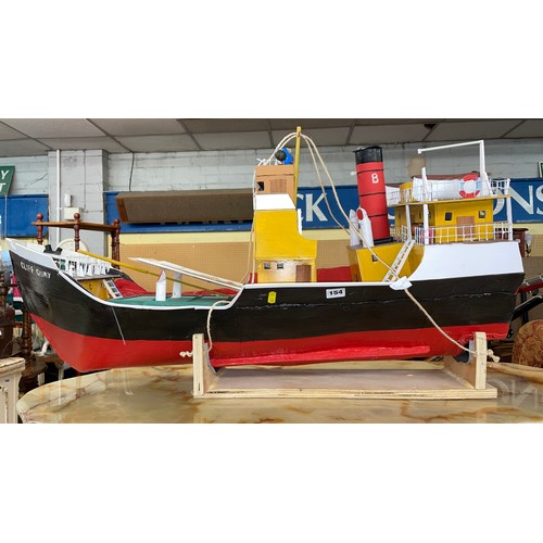 154 - SCRATCH BUILT TUG BOAT MODEL ON STAND