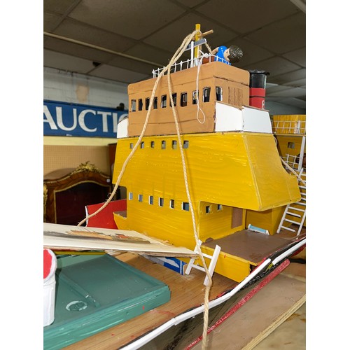 154 - SCRATCH BUILT TUG BOAT MODEL ON STAND