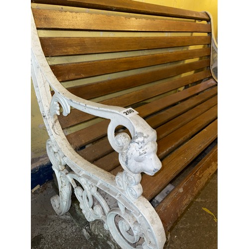 200 - CAST IRON GARDEN BENCH WITH LION HEAD DECORATION