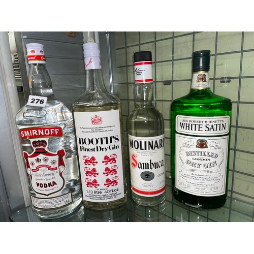 276 - 1.5L BOTTLE OF SMIRNOFF VODKA, 1.13L BOTTLE OF BOOTHS DRY GIN, 1.13L BOTTLE OF SIR ROBERT BURNETTS W... 