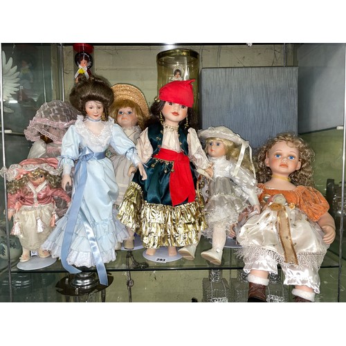 293 - SELECTION OF PORCELAIN DOLLS (SOME WITH BOXES)