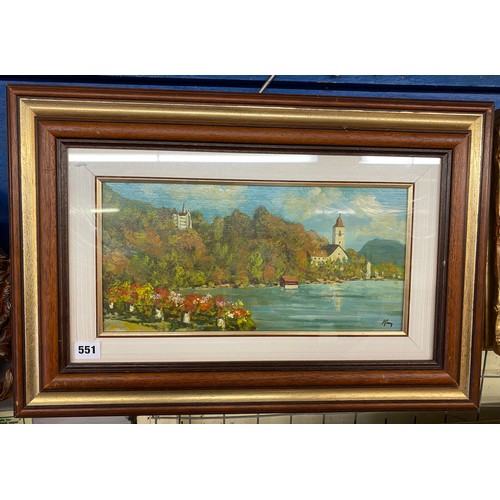 538 - AUSTRIAN SCHOOL OILS ON BOARD LANDSCAPE OF SAINT WOLFGANG F/G 39 X 19CM APPROX