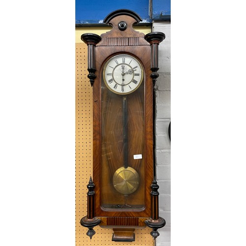 11 - 19TH CENTURY WALNUT CASED SINGLE WEIGHT VIENNA STYLE WALL CLOCK