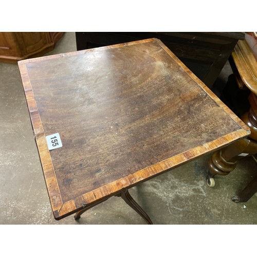 155 - REGENCY MAHOGANY CROSS BANDED SQUARE TOP WINE TABLE