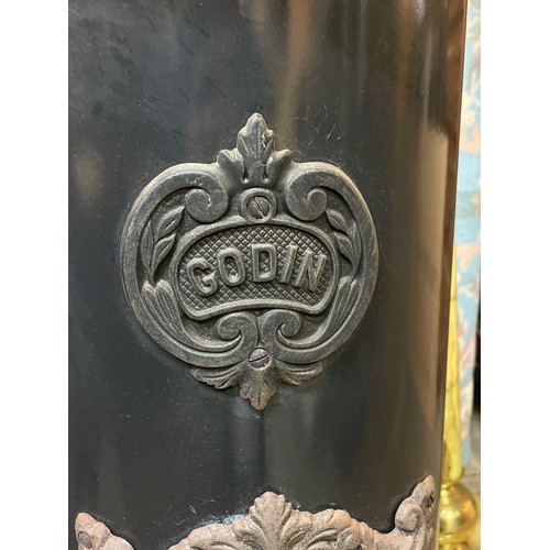 116 - GODIN CYLINDER ENAMEL POT STOVE