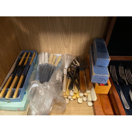 174 - TWO CANTEENS OF PART CUTLERY, AND LOOSE CUTLERY