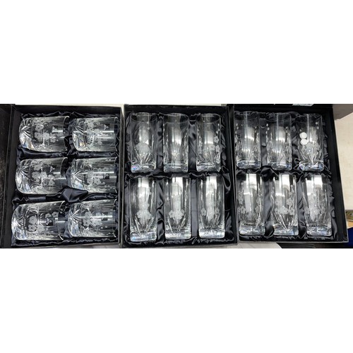 253 - BOXED ROYAL DOULTON HAND CUT CRYSTAL CHELSEA PATTERN TUMBLERS