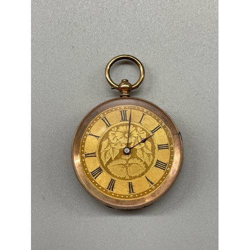 450 - LADIES 9K CASED GOLD FOB WATCH