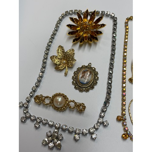 447 - SMALL SELECTION OF COSTUME JEWELLERY INCLUDING A PANTHER BROOCH, STAR BURST BROOCH, ETC