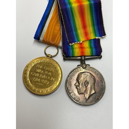 440 - WORLD WAR ONE MEDAL DUO DM2 155614 PTE. W.R.SPENCER A.S.C