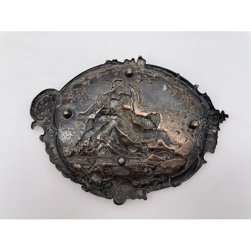 326 - WMF COPPERED METAL WARE BAS RELIEF TRAY  14.5cm x 19cm