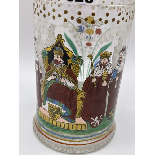 328 - BOHEMIAM PAINTED AND ENAMELLED GLASS BEAKER 10cm