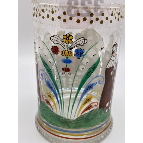 328 - BOHEMIAM PAINTED AND ENAMELLED GLASS BEAKER 10cm