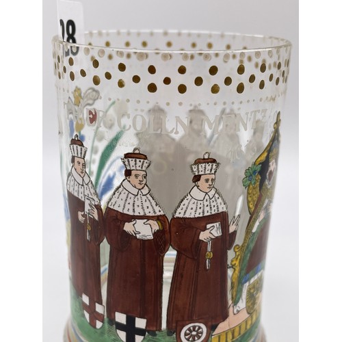 328 - BOHEMIAM PAINTED AND ENAMELLED GLASS BEAKER 10cm