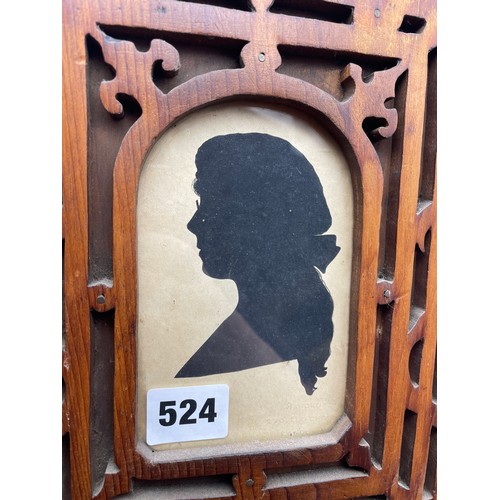 524 - EARLY 20TH CENTURY SILHOUETTE ON PAPER OF A FEMALE PROFILE, PAPER STAMPED HANDRUP, OXFORD STREET, LO... 