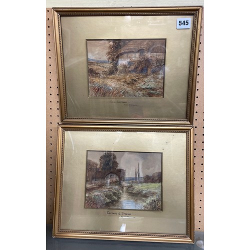 528 - ET POTTER PAIR OF WATERCOLOURS - COTTAGE AND STREAM AND OLD COTTAGE NEAR WARWICK, ONE SIGNED AND DAT... 