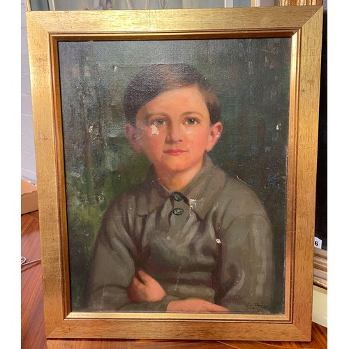 532 - GEORGE PHOENIX (1863-1935) OILS ON CANVAS A PORTRAIT STUDY OF A BOY WITH FOLDED ARMS SIGNED LOWER LE... 