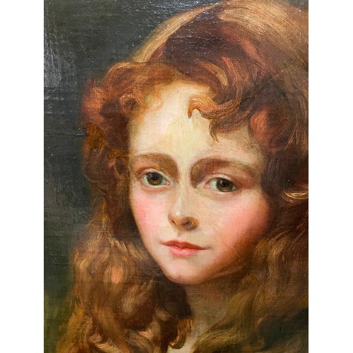 533 - JOHN WILLIAM SCHOFIELD (1882-1963) OIL ON CANVAS PORTRAIT STUDY OF AN AUBURN HAIRED GIRL IN A GREEN ... 