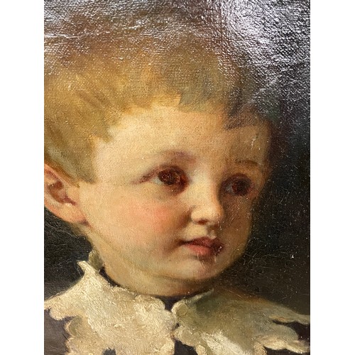 508 - 19TH CENTURY ENGLISH SCHOOL OIL ON CANVAS PORTRAIT STUDY OF A BOY IN A FRILLED COLLAR IN GILT FRAME ... 