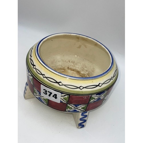 374 - CONTINENTAL ARTS AND CRAFTS SUCCESSIONIST POTTERY BOWL 10cm x 15cm