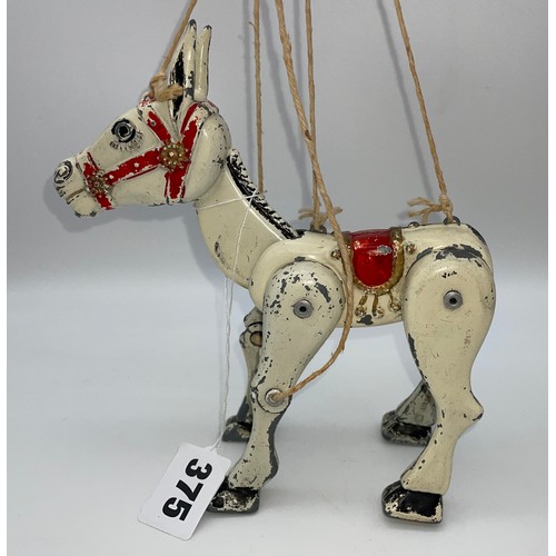 375 - TIN PLATE ARTICULATED DONKEY MARIONETTE A/F 16cm