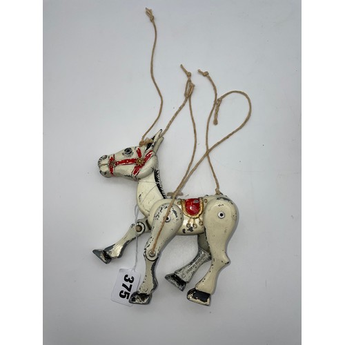 375 - TIN PLATE ARTICULATED DONKEY MARIONETTE A/F 16cm