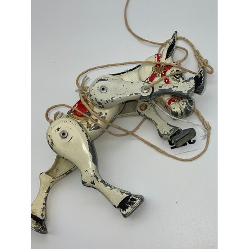 375 - TIN PLATE ARTICULATED DONKEY MARIONETTE A/F 16cm