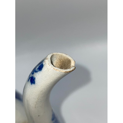 428 - 18TH CENTURY BLUE AND WHITE COFFEE POT 17cm