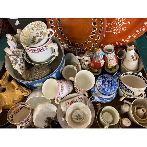 269 - TWO CARTONS OF VARIOUS FINE BONE CHINA AND PORCELAIN TEACUPS, JUGS, VASES, AND DECORATIVE WARE