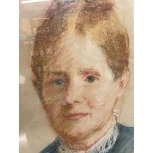 518 - 20TH CENTURY PASTELS ON PAPER LAID ON BOARD PORTRAIT STUDY OF A SCHOOL MISTRESS, SIGNATURE LOWER RIG... 