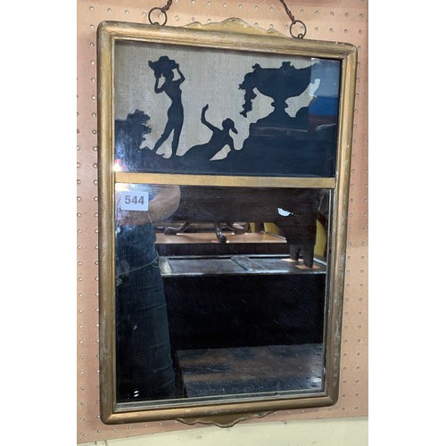 544 - GILDED MIRROR WITH FIGURAL SILHOUETTE PANEL