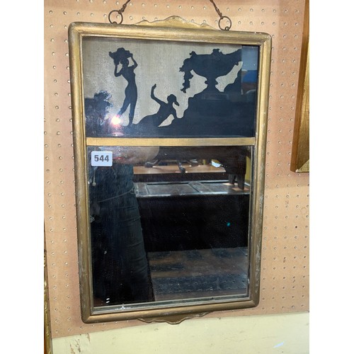 544 - GILDED MIRROR WITH FIGURAL SILHOUETTE PANEL