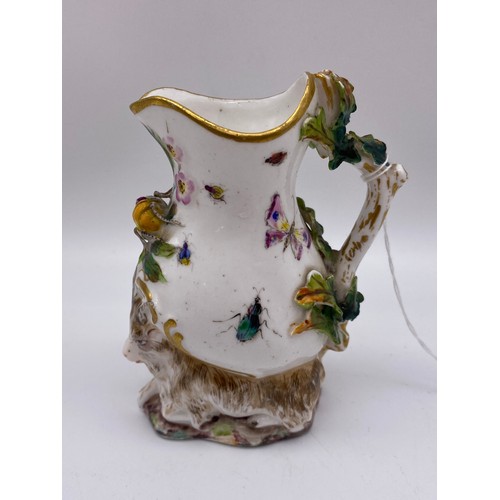 413 - EARLY 19TH CENTURY PORCELAIN GOAT AND BEE JUG AFTER CHELSEA 11cm