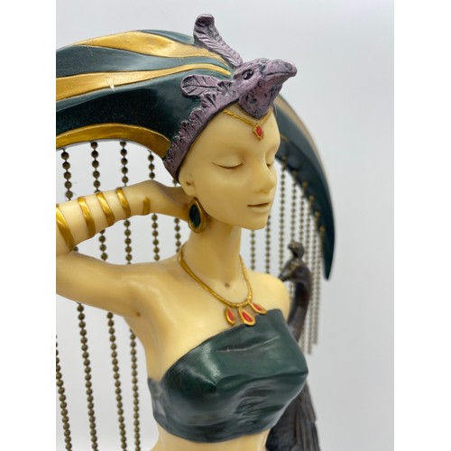 358 - RESIN MOULDED ART DECO FIGURE OF THE EROTIC PEACOCK LADY 39cm