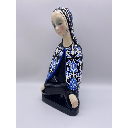 380 - LENCI POTTERY FIGURE OF THE MADONNA ON THE BASE 'ITALY TORINO' 28cm