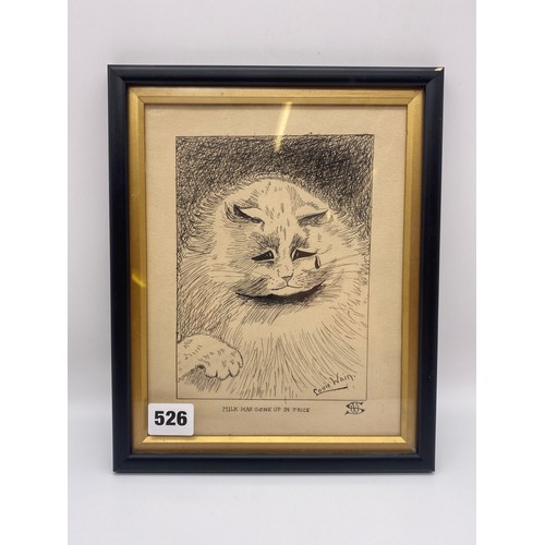 526 - BLACK PEN SKETCH ENTITLED 'MILK HAS GONE UP IN PRICE' SIGNED LOUIS WAIN WITH CIPHER DATED 1915 F/G 1... 