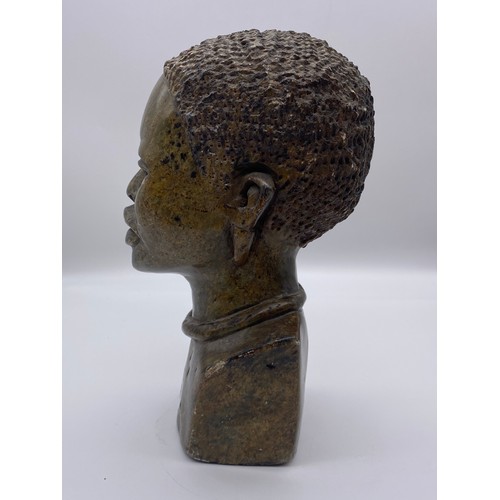 302 - LARGE AFRICAN SOAP STONE CARVED BUST 30cm