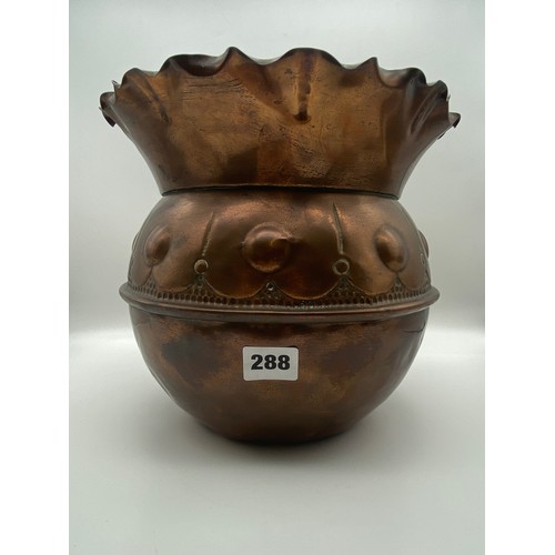 288 - ART NOUVEAU COPPER FLARED PLANTER 24cm x 27cm