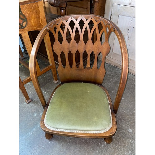 116 - EARLY 20TH CENTURY BEECH AND BENT WOOD LOW BEDROOM CHAIR