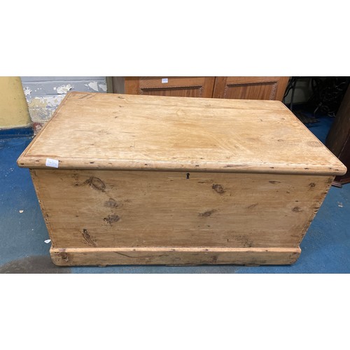 38 - SLIGHTLY LARGER PINE BLANKET BOX WITH CARRYING HANDLES