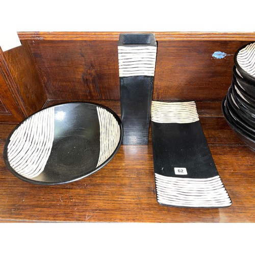 62 - SCORCHED BLACK CUBE VASES, BOWLS AND TRAYS