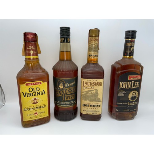 381 - SIX BOTTLES OF BOURBON WHISKEY, REBEL YELL, OLD VIRGINIA, THE GREAT JACKSON, JOHN LEE, DANIEL BOONES... 