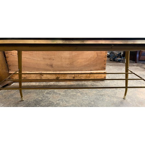 2 - 1950S ATOMIC GLASS COFFEE TABLE WITH MAGAZINE RACK UNDER TIER