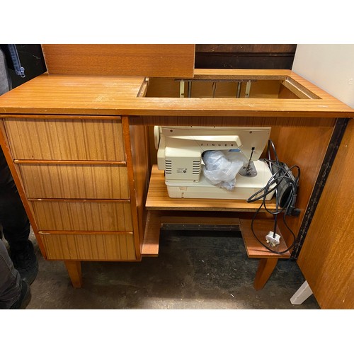 13 - CABINET SEWING MACHINE WITH DRAWERS OF RELATED HABERDASHERY