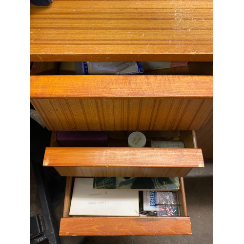 13 - CABINET SEWING MACHINE WITH DRAWERS OF RELATED HABERDASHERY