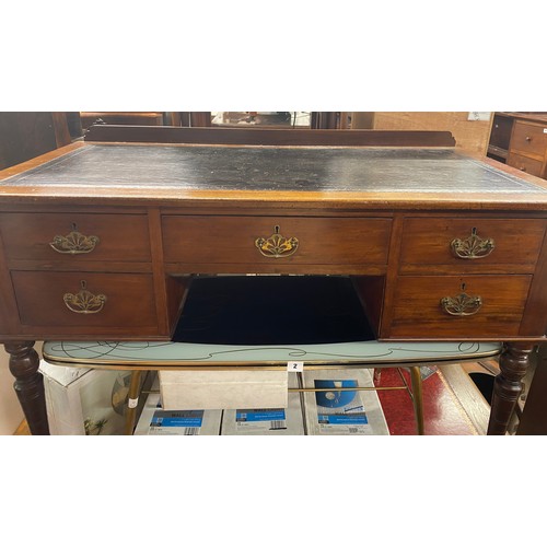 1 - EDWARDIAN WALNUT WALNUT WRITING TABLE WITH INSET LEATHER TOP