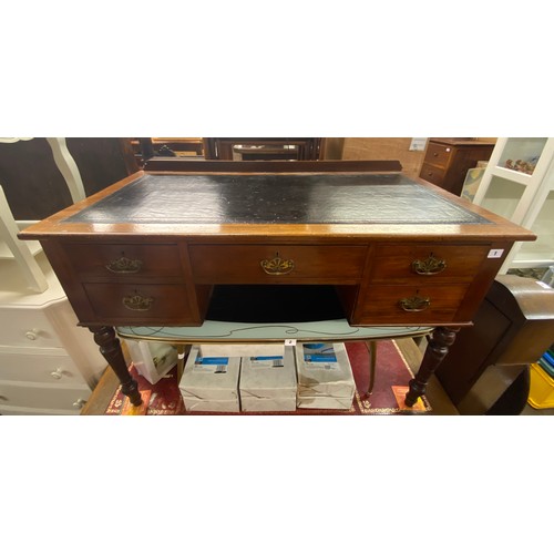 1 - EDWARDIAN WALNUT WALNUT WRITING TABLE WITH INSET LEATHER TOP