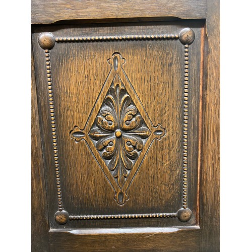 21 - OAK CARVED LEDGE BACK SIDEBOARD