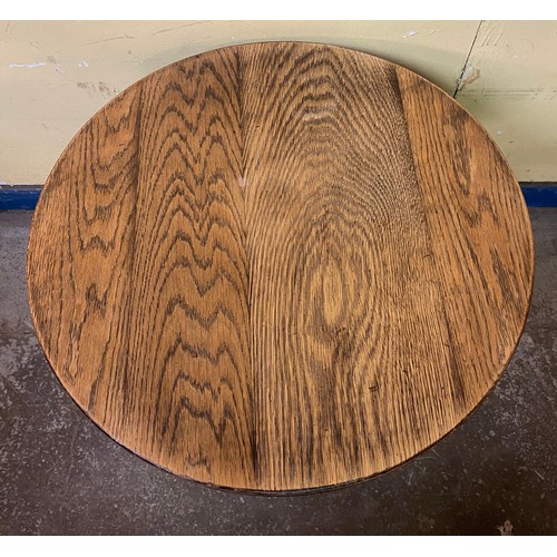 22 - WALNUT LAMP TABLE AND CIRCULAR TOPPED BEECH TABLE