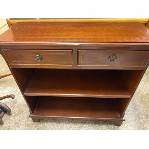 43 - MAHOGANY CROSS BANDED DWARF BOOKCASE